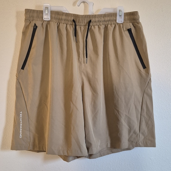 Tan Relaxed Fit Elastic Waist Shorts - Picture 1 of 5